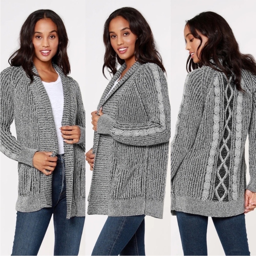 bobi Black Cable Knit Cardigan